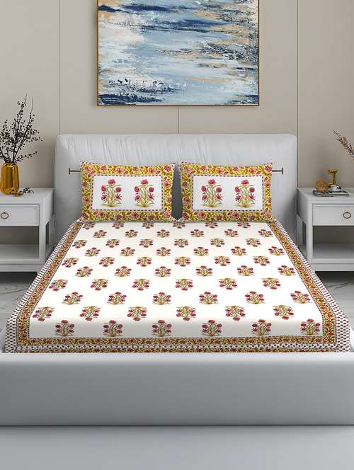 modefe 144 tc cotton 1 king bedsheet with 2 pillow covers - 21571563 - Very Small Image - 1