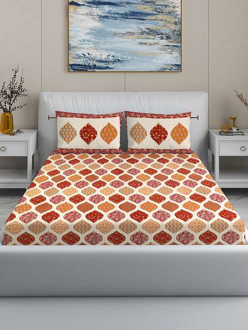 modefe 144 tc cotton 1 king bedsheet with 2 pillow covers - 21571571 - Very Small Image - 1