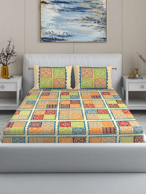 modefe 144 tc cotton 1 king bedsheet with 2 pillow covers - 21571574 - Very Small Image - 1