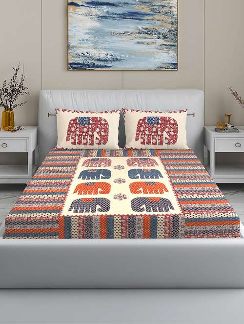 modefe 144 tc cotton 1 king bedsheet with 2 pillow covers - 21571578 - Very Small Image - 1