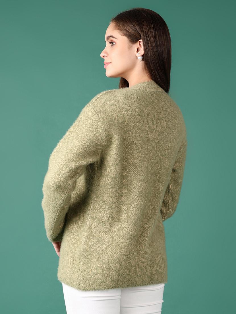 women self design long sleeve cardigan - 21575599 - Standard Image - 3