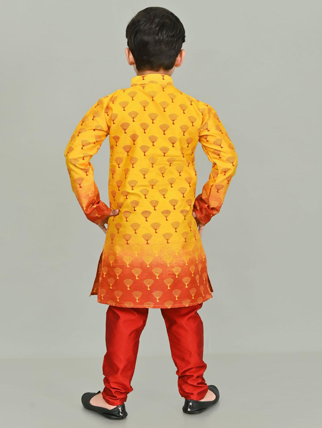 boys printed mandarin neck kurta pyjama set - 21585410 - Standard Image - 3
