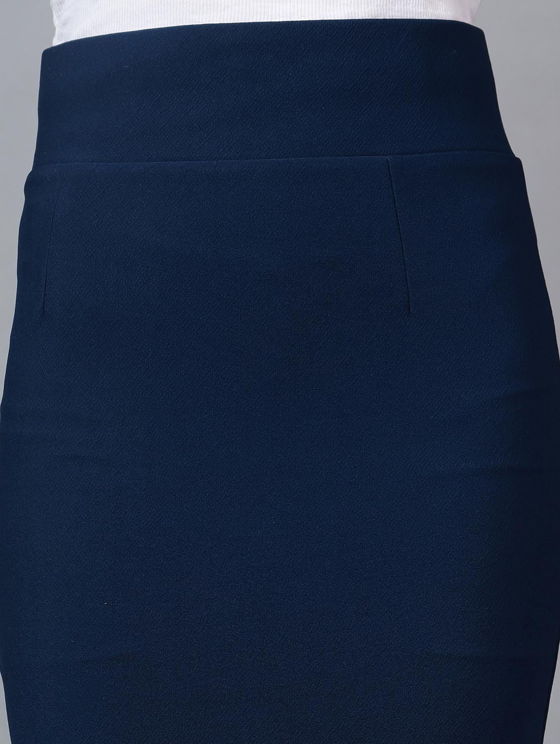 women blue solid pencil skirts skirt - 21590981 - Standard Image - 4