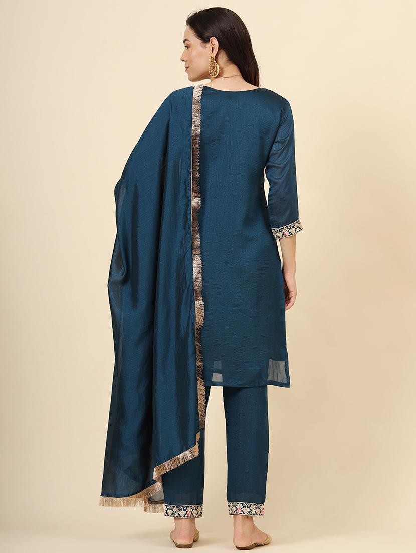 women embroidered three quarter sleeve suit set - 21597691 - Zoom Image - 4