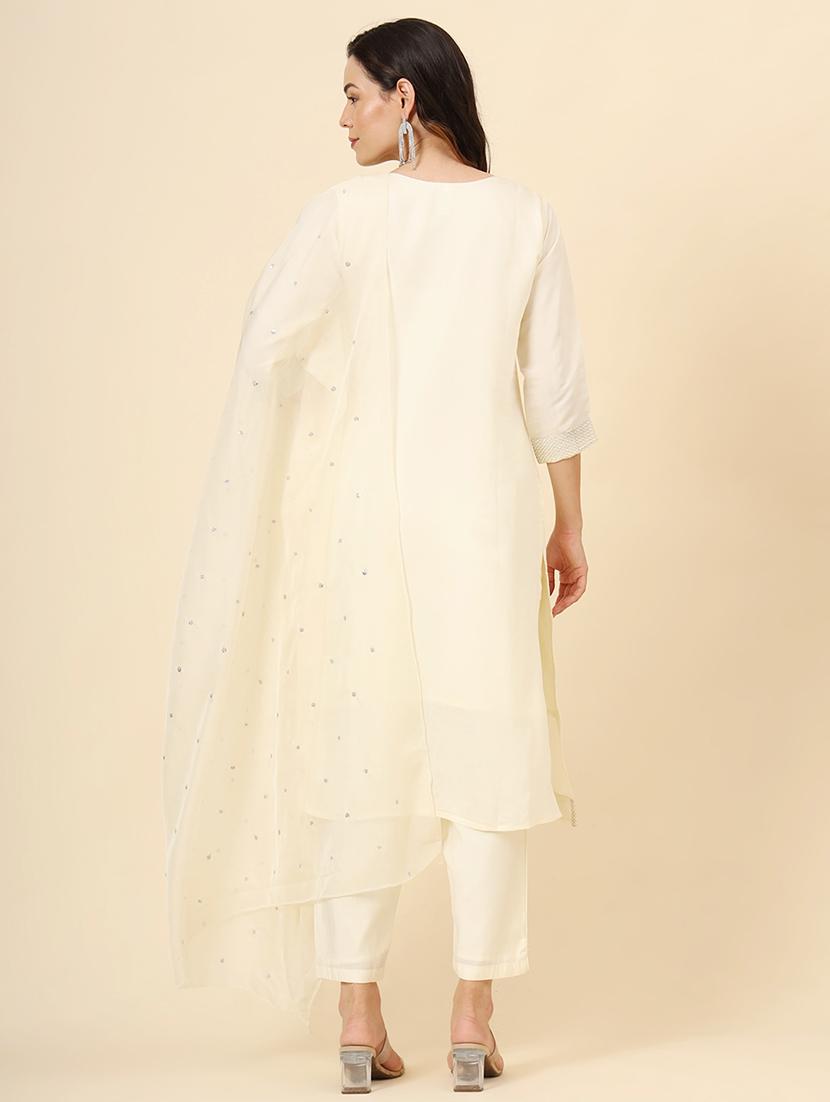 women embroidered three quarter sleeve suit set - 21597716 - Zoom Image - 5
