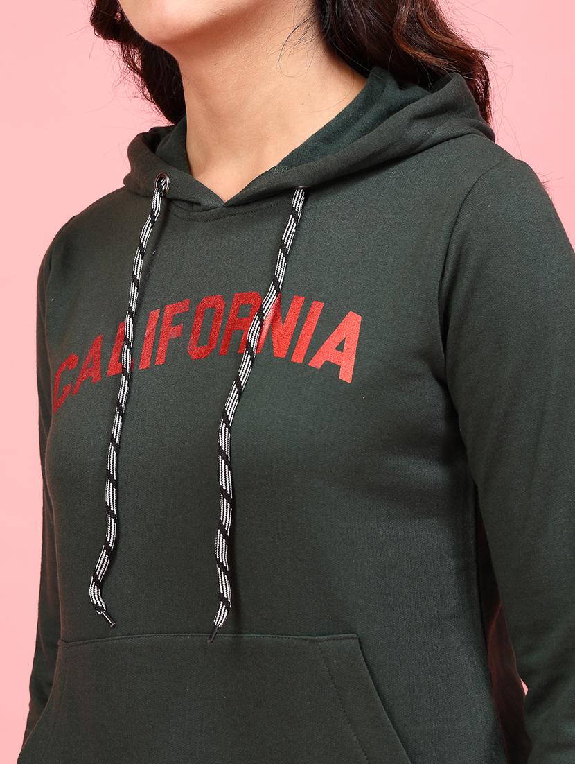 women chest print hooded sweatshirt - 21600063 - Standard Image - 5