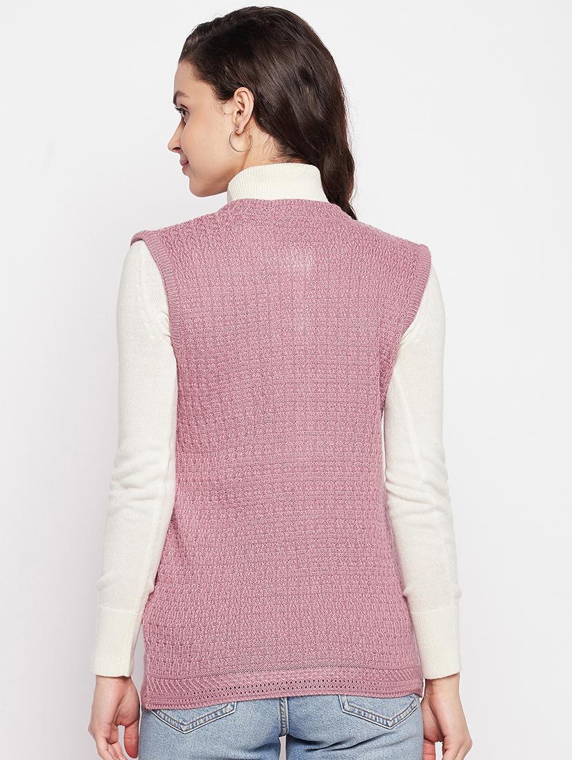 women pink self design cardigans - 21600689 - Zoom Image - 2