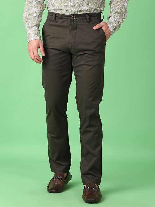 men solid regular fit chinos casual trouser - 21607772 - Very Small Image - 1