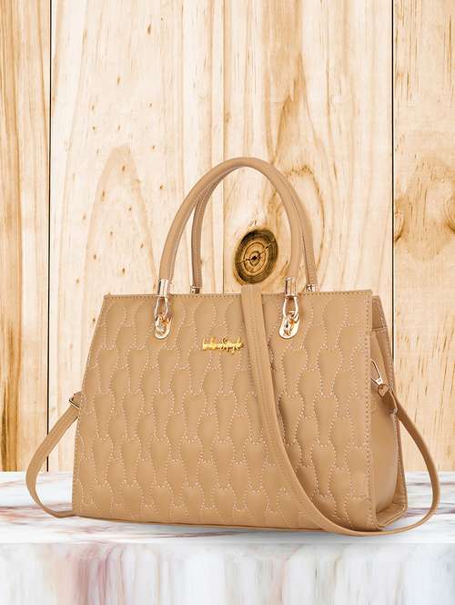 women beige pu handbag - 21624969 - Very Small Image - 1