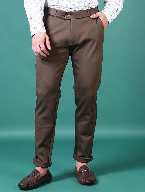 men solid flat front casual trouser - 21628656 - Very Small Image - 1