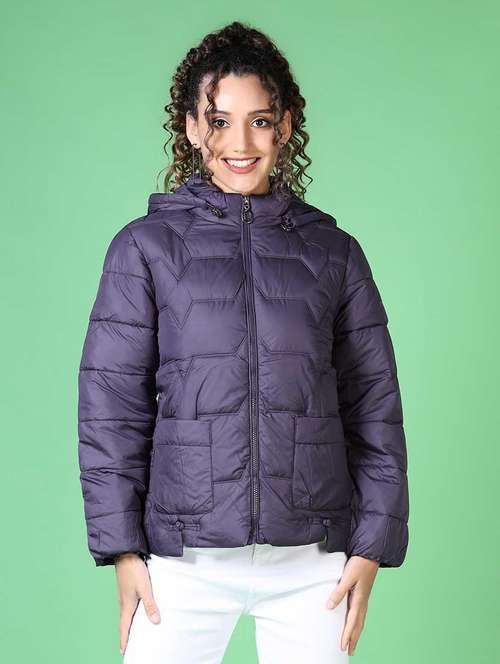 women solid long sleeve quilted jacket - 21628794 - Very Small Image - 1