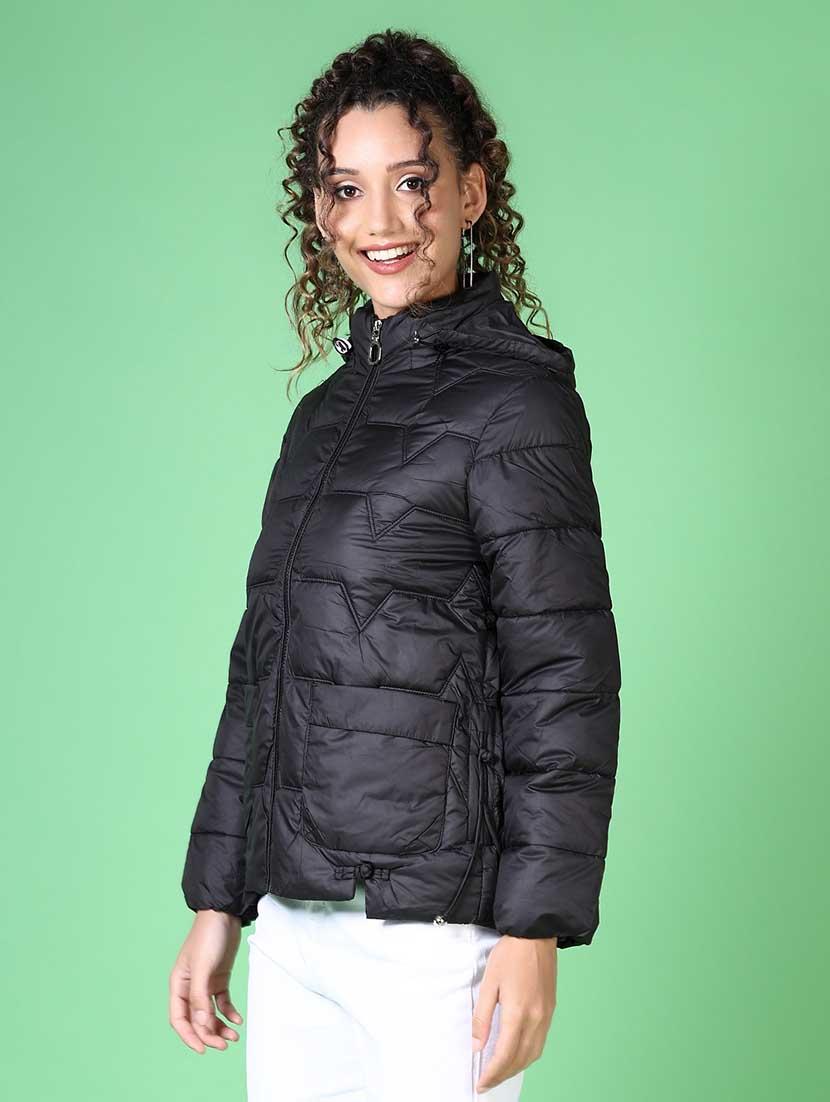 women solid long sleeve quilted jacket - 21628799 - Standard Image - 2