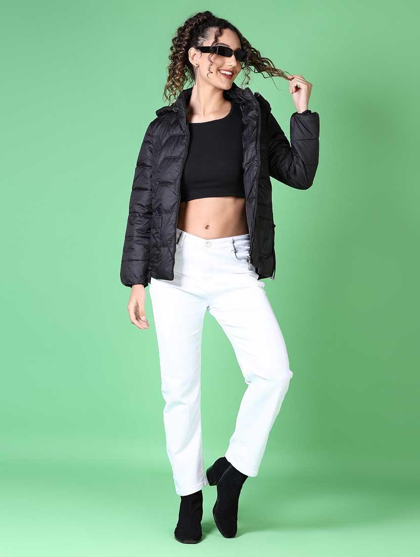 women solid long sleeve quilted jacket - 21628799 - Zoom Image - 4
