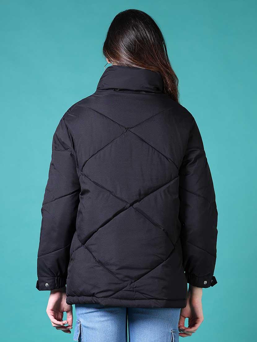 women solid long sleeve quilted jacket - 21631006 - Standard Image - 3