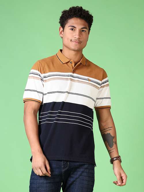 men striped short sleeve polo t-shirt - 21636993 - Very Small Image - 1