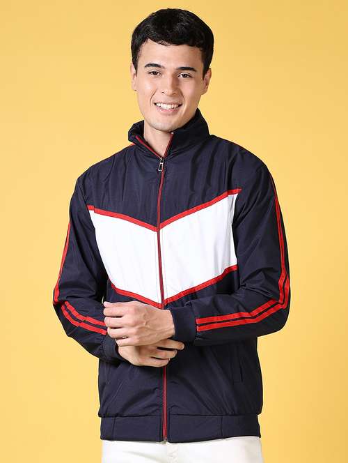 men color block long sleeve bomber jacket - 21641394 - Very Small Image - 1