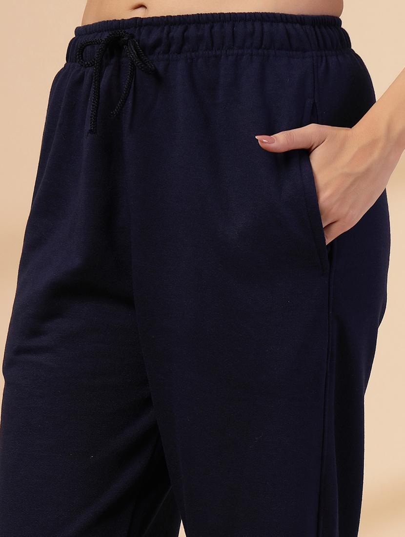 women navy blue solid mid rise track pant - 21641468 - Standard Image - 5