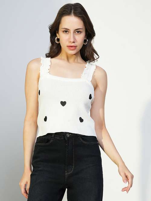 women printed shoulder strap neck top - 21643510 - Very Small Image - 1