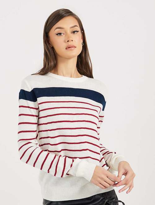 women striped long sleeves pullover - 21643813 - Very Small Image - 1