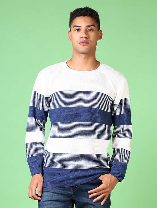 men long sleeves striped pullover - 21644098 - Very Small Image - 1