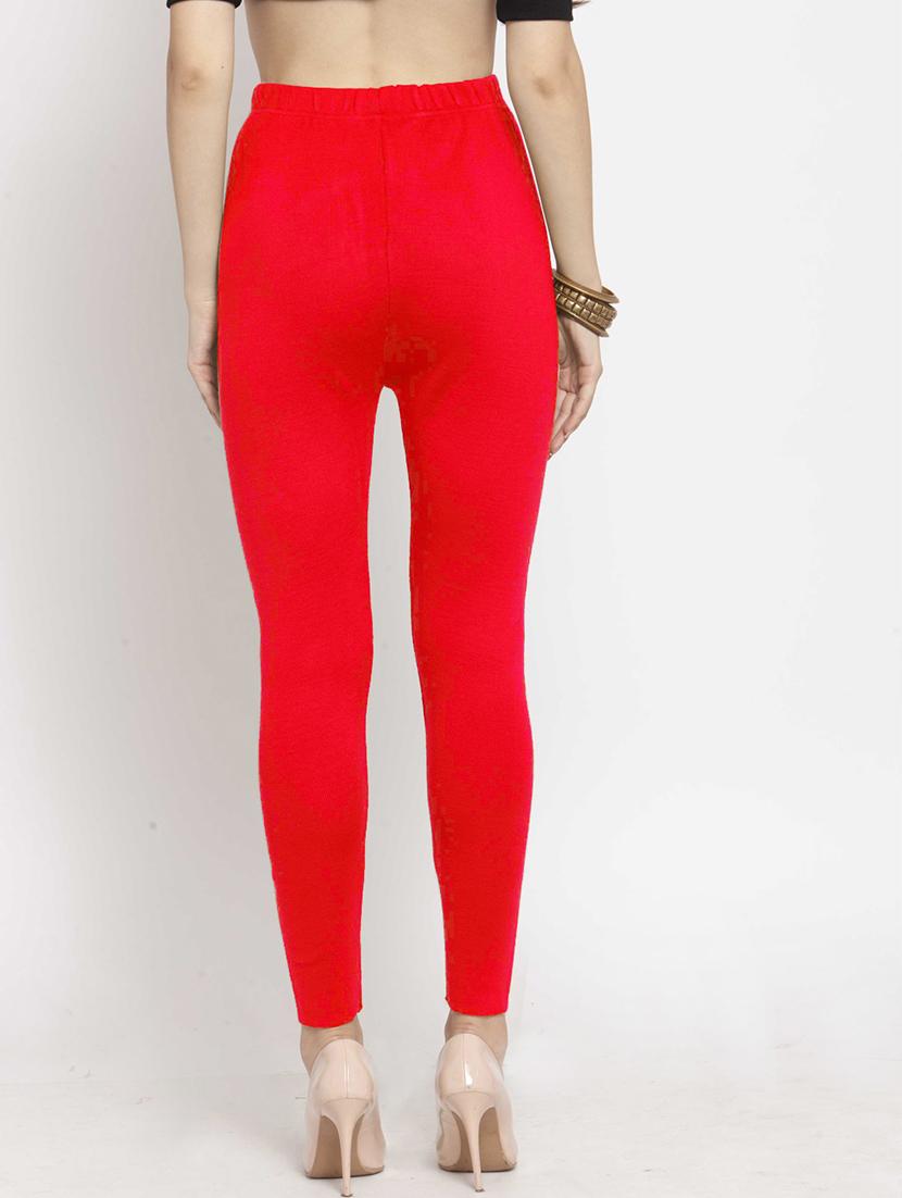 women plain ankle length high rise woolen leggings - 21645534 - Zoom Image - 3