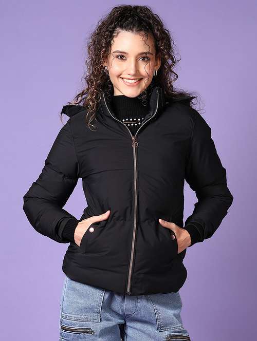 women long sleeves solid puffer jacket - 21648473 - Very Small Image - 1
