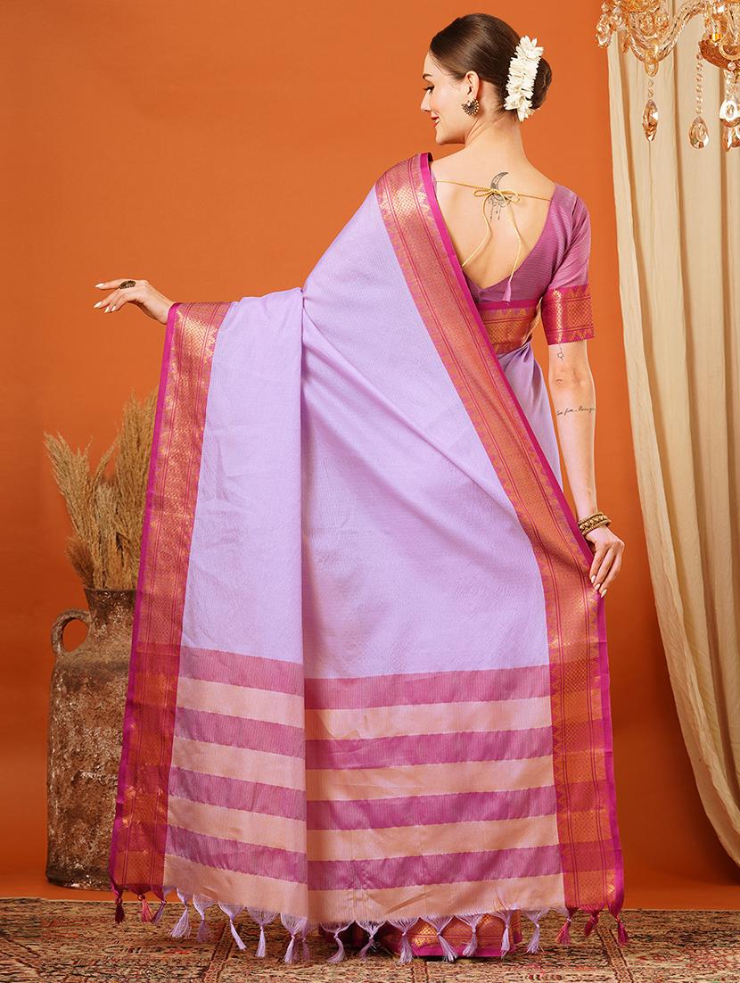women solid bordered saree - 21649514 - Zoom Image - 2