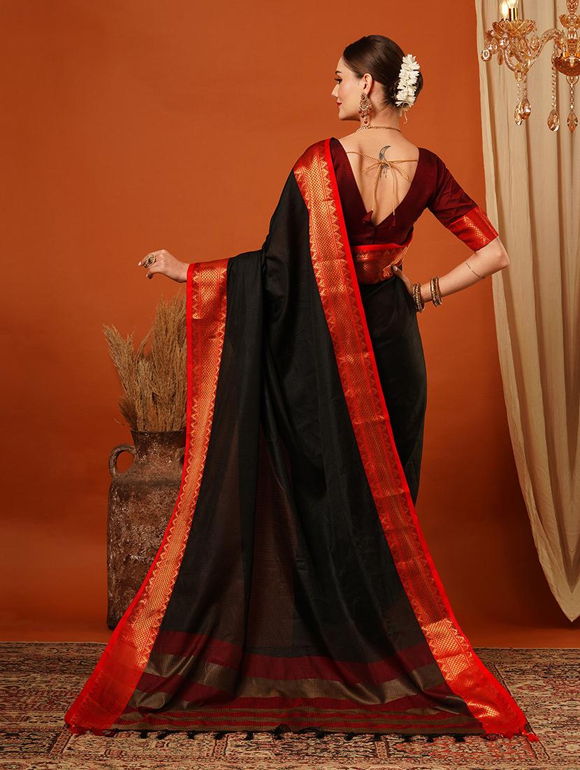 women solid bordered saree - 21649522 - Standard Image - 2