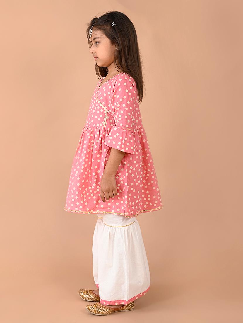 girls polka dots kurta sharara set - 21653338 - Standard Image - 2