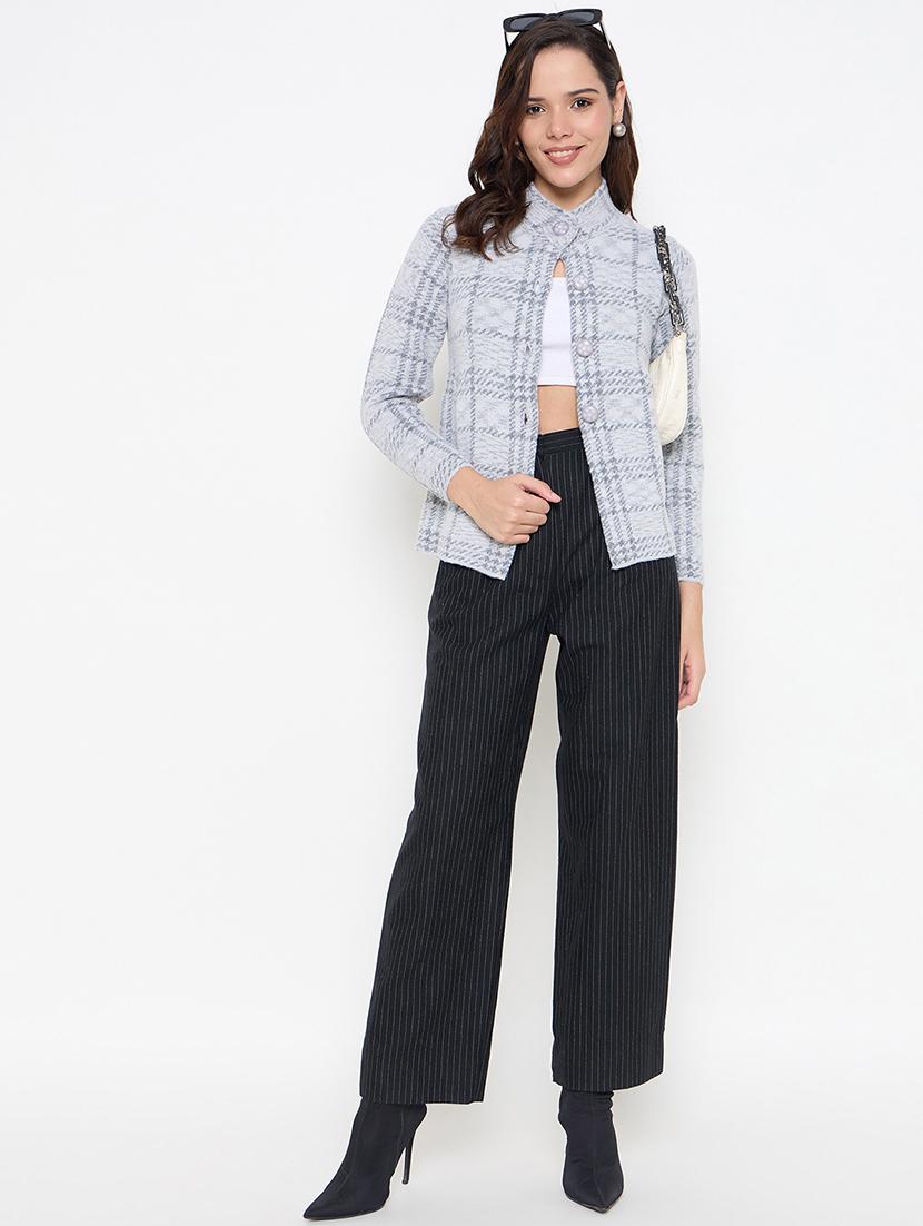 women long sleeves self design cardigan - 21662579 - Standard Image - 3