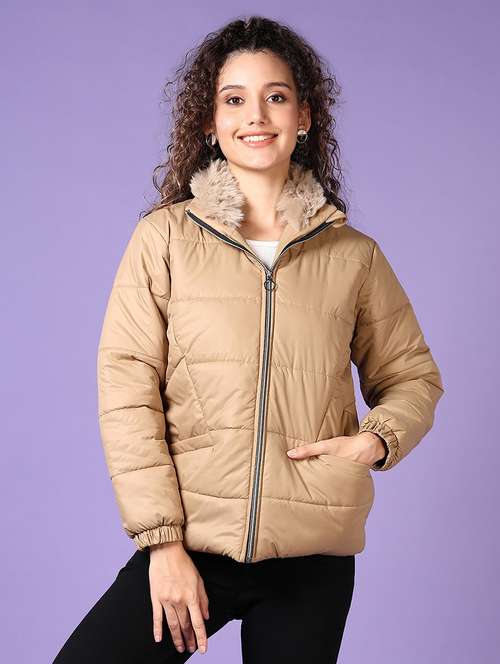 women solid long sleeves puffer jacket - 21663725 - Very Small Image - 1