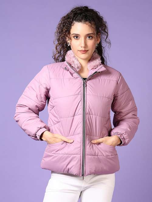 women solid long sleeves puffer jacket - 21663726 - Very Small Image - 1