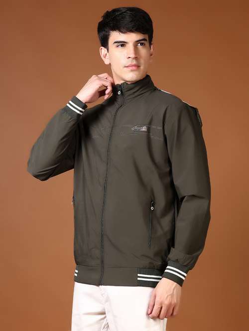 men long sleeves solid bomber jacket - 21663798 - Very Small Image - 1