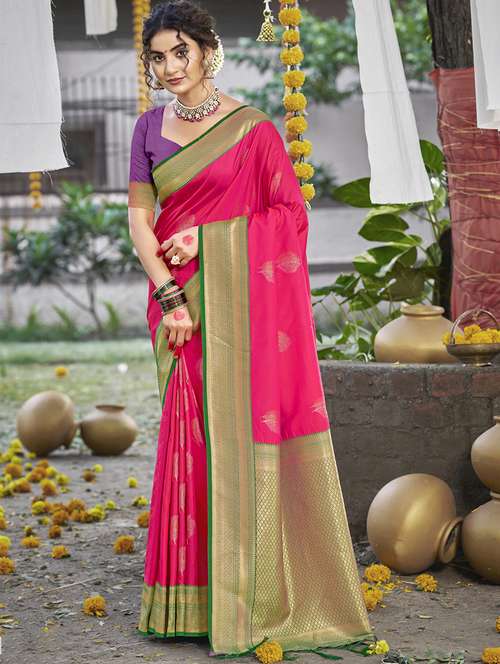 women self design banarasi saree with blouse - 21671083 - Very Small Image - 1