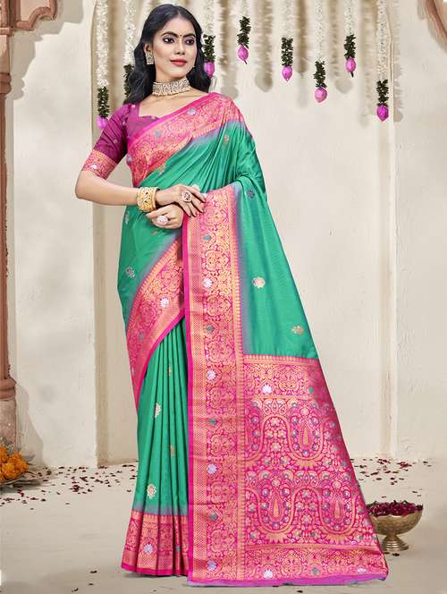 women self design bordered saree with blouse - 21671270 - Very Small Image - 1