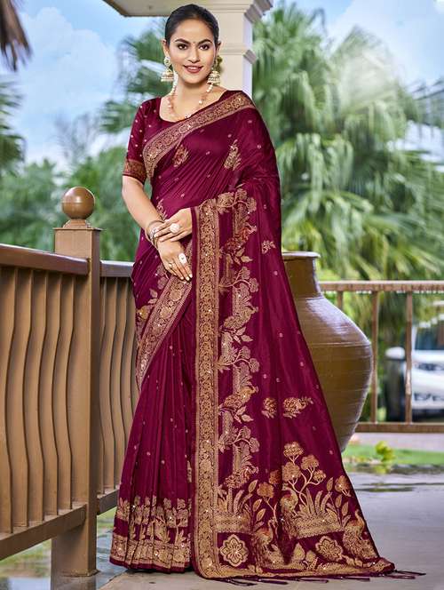 women self design banarasi saree with blouse - 21671337 - Very Small Image - 1