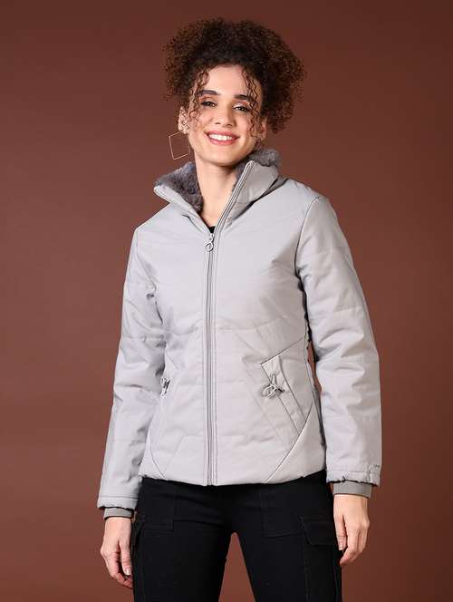 women long sleeves solid puffer jacket - 21672265 - Very Small Image - 1