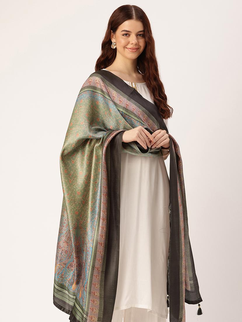 women green self design dupatta - 21672901 - Standard Image - 2