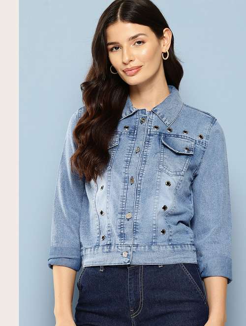 women collared long sleeves denim jacket - 21673078 - Very Small Image - 1