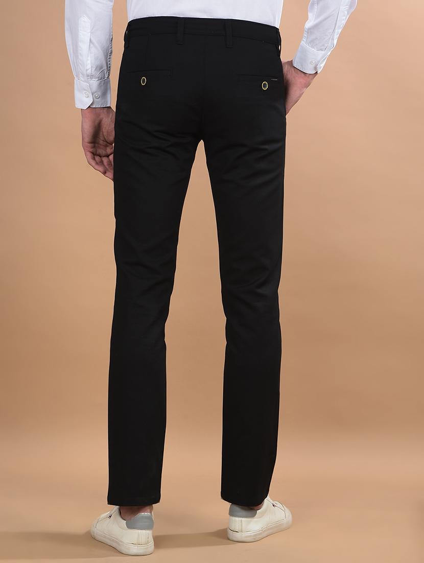 black cotton chinos casual trousers - 21675668 - Zoom Image - 3