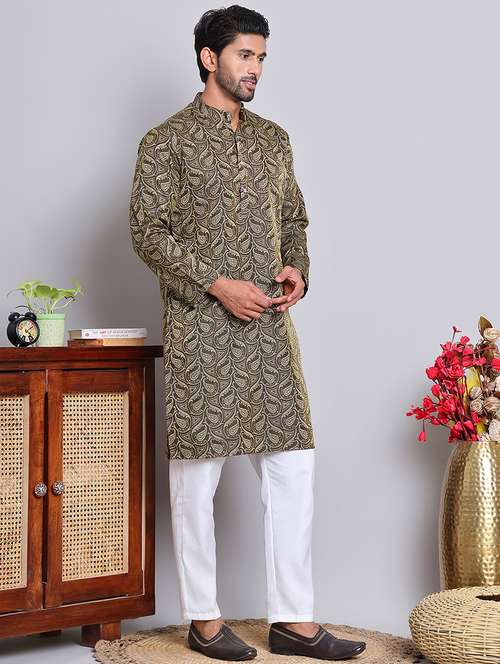 men self design kurta pyjama ethnic wear set - 21676980 - Very Small Image - 1