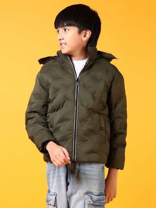 boys long sleeves solid quilted jacket - 21677619 - Very Small Image - 1