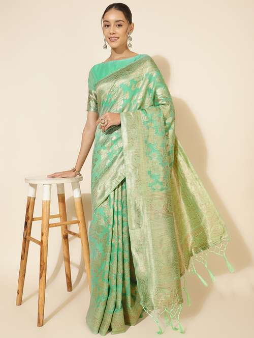 women self design chanderi saree with blouse - 21678661 - Very Small Image - 1
