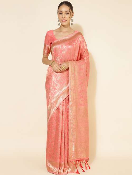 women self design chanderi saree with blouse - 21678674 - Very Small Image - 1