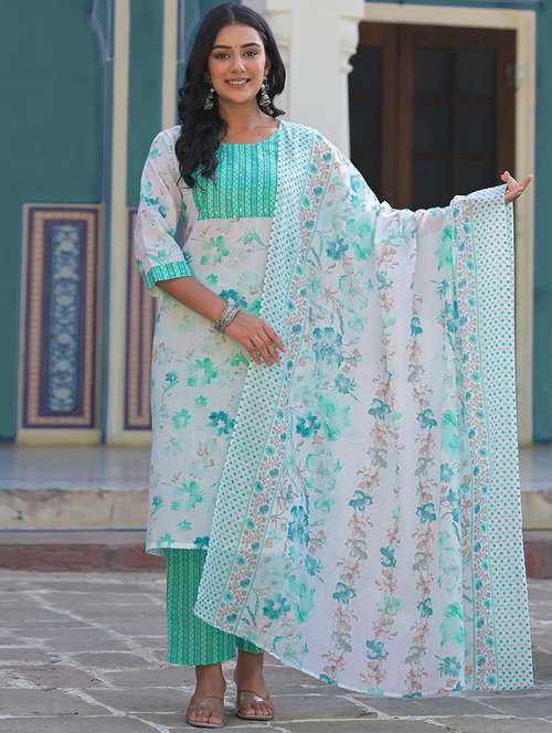women floral kurta pant set with dupatta - 21680538 - Very Small Image - 1
