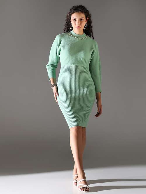 women solid winter wear bodycon dress with pullover - 21682108 - Very Small Image - 1