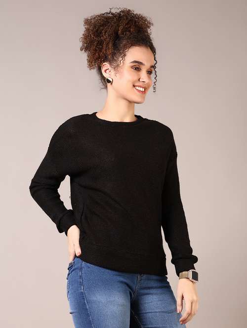 women solid long sleeve pullover - 21685180 - Very Small Image - 1