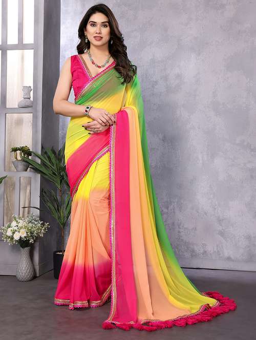 women ombre printed saree with blouse - 21685897 - Very Small Image - 1