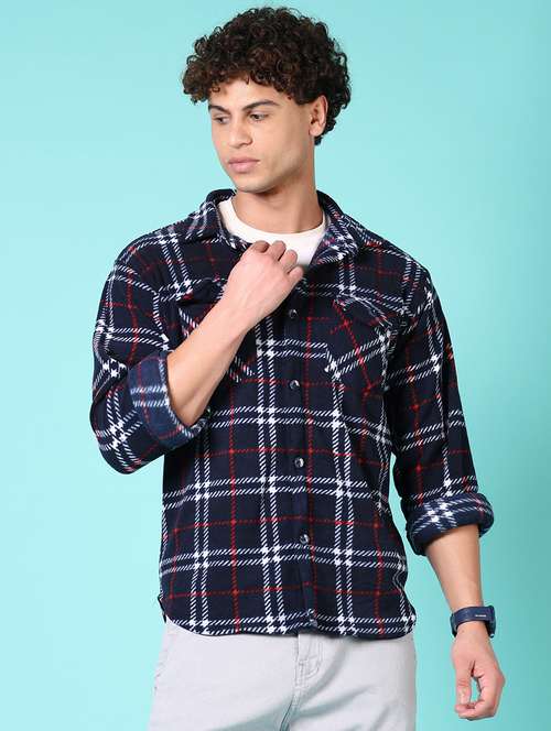 men long sleeves checkered shacket - 21687487 - Very Small Image - 1