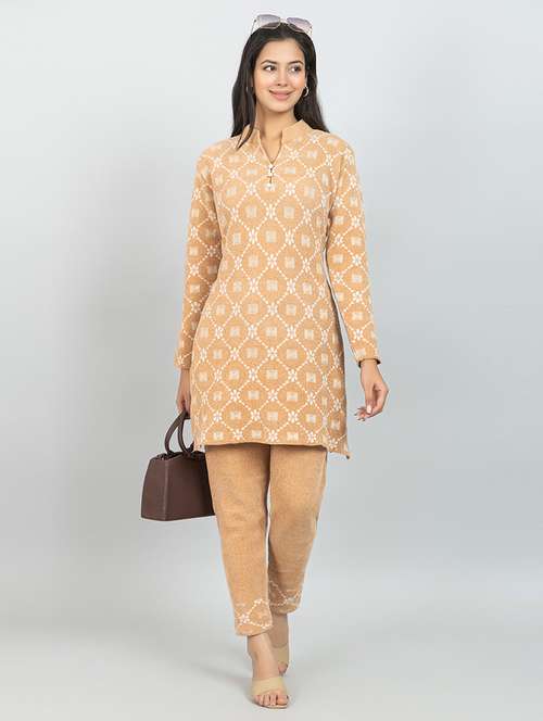 women self design long sleeve kurta pant set - 21688912 - Very Small Image - 1